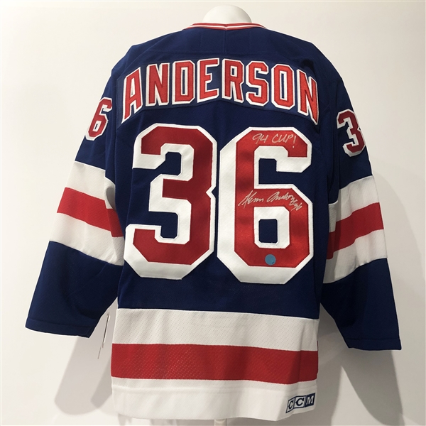 Glenn Anderson New York Rangers Autographed CCM Jersey with 94 Cup
