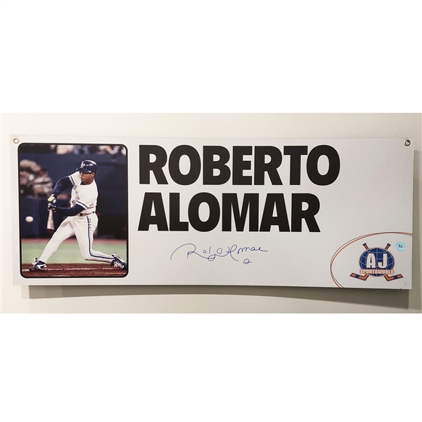 Roberto Alomar Autographed 18x48 AJ Sports Signing Event Booth Sign