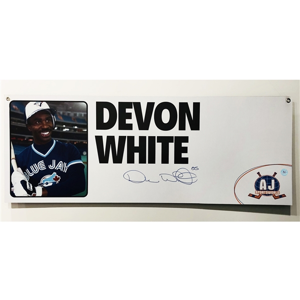 Devon White Autographed 18x48 AJ Sports Signing Event Booth Sign