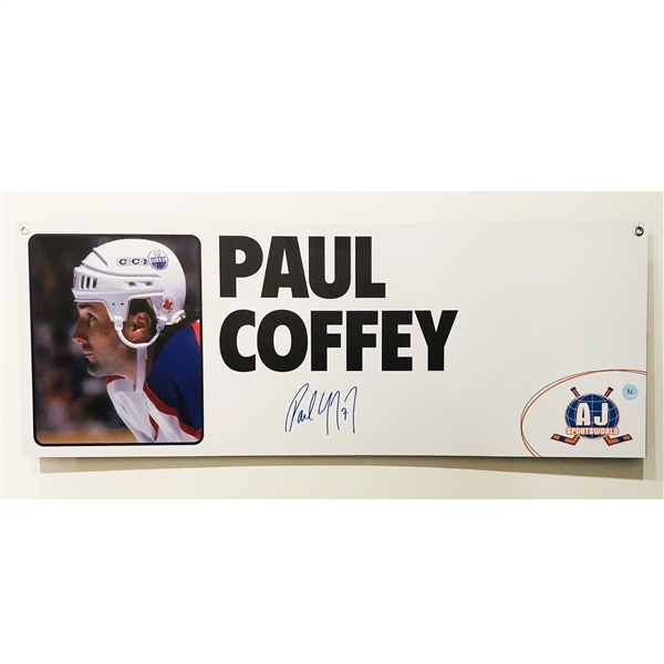 Paul Coffey Autographed 18x48 AJ Sports Signing Event Booth Sign