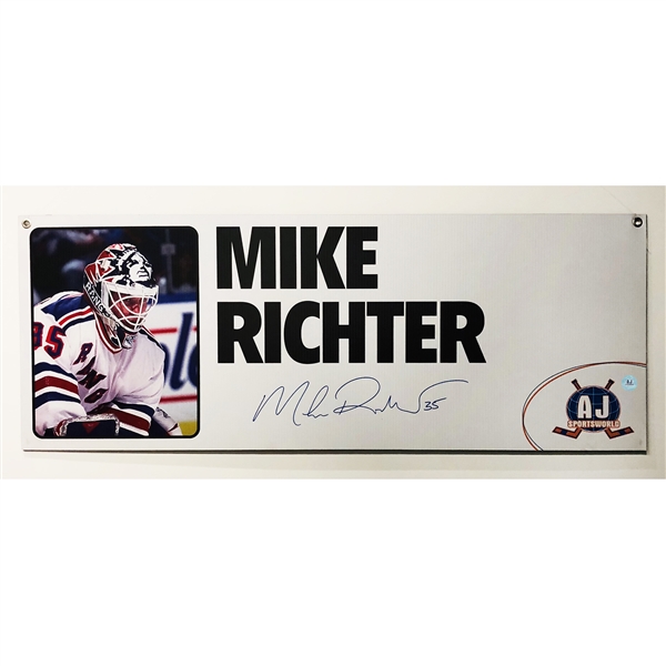 Mike Richter Autographed 18x48 AJ Sports Signing Event Booth Sign