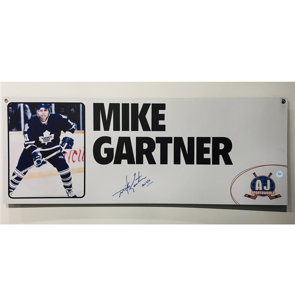Mike Gartner Autographed 18x48 AJ Sports Signing Event Booth Sign