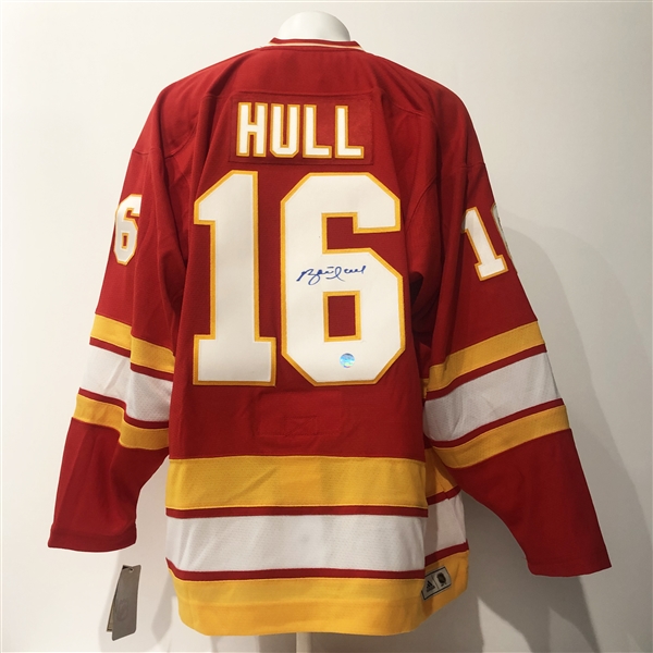 Brett Hull Calgary Flames Autographed Adidas Vintage Jersey