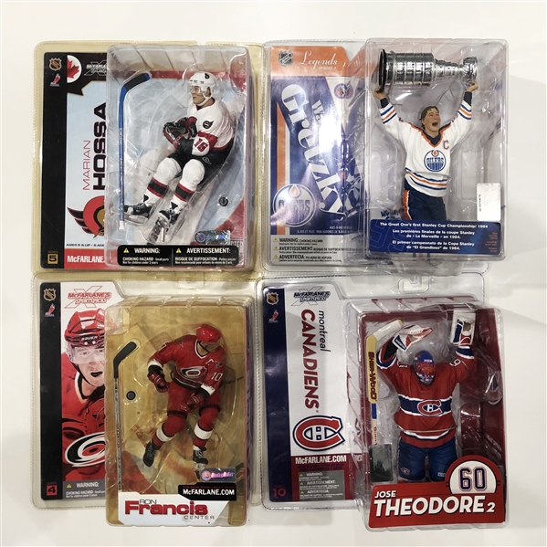 Lot of 4 NHL Hockey Player McFarlane Figurines - Gretzky, Hossa, Theordore, Francis
