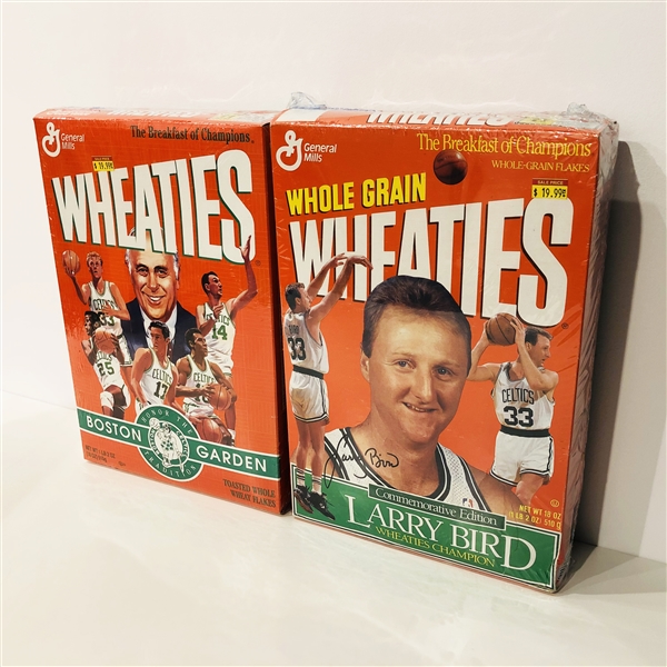Lot of 2 Vintage Larry Bird Boston Celtics Original Wheaties Cereal Boxes 