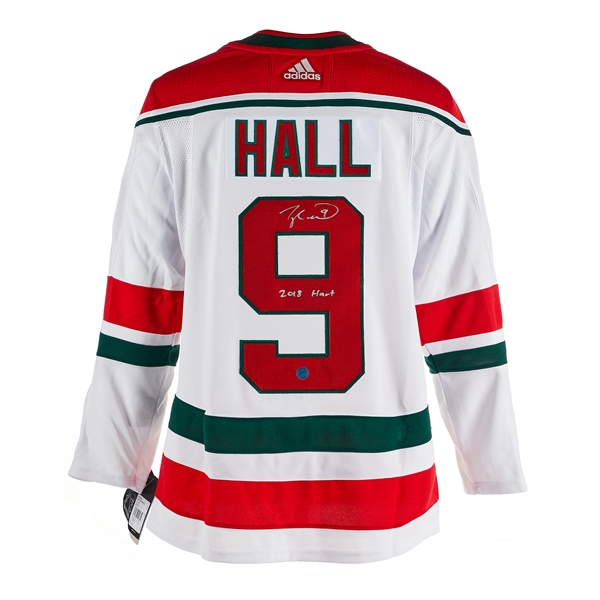 Taylor Hall New Jersey Devils Signed & Noted Adidas Jersey
