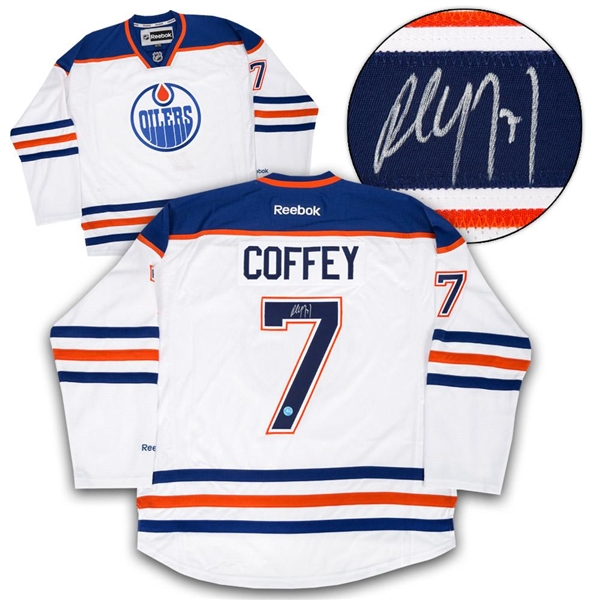 Paul Coffey Edmonton Oilers Signed White Reebok Jersey