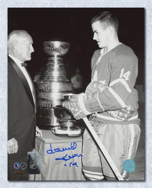 Dave Keon Toronto Maple Leafs Autographed Black & White Stanley Cup 8x10 Photo