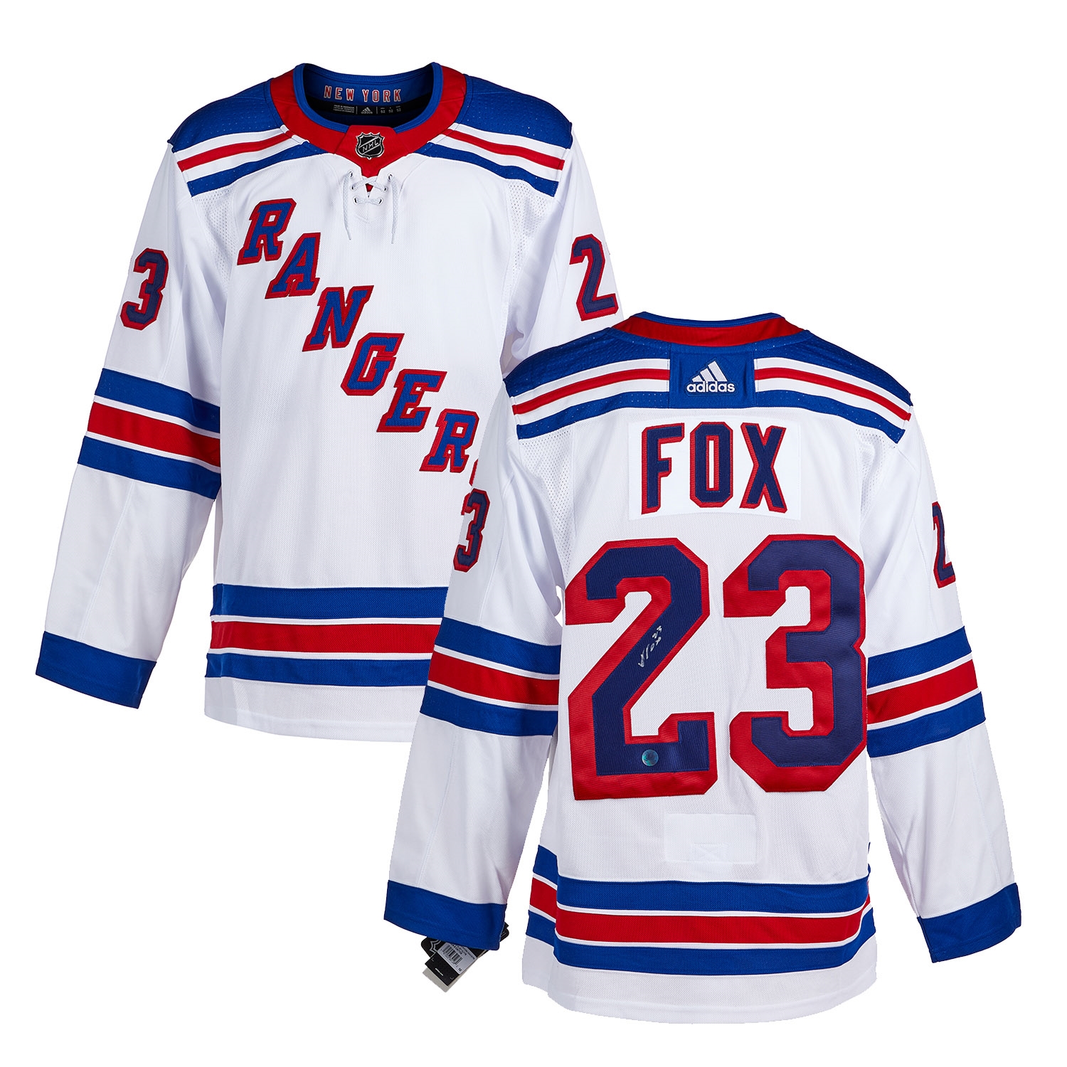 Adam Fox New York Rangers Signed White adidas Jersey