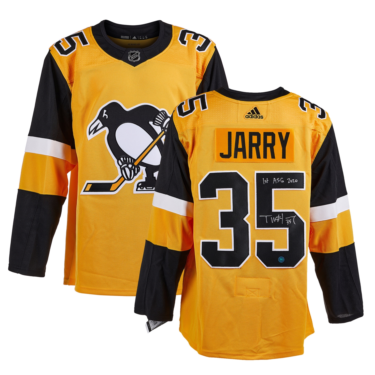 Tristan Jarry Pittsburgh Penguins Signed Alt adidas Jersey with 1st All Star note