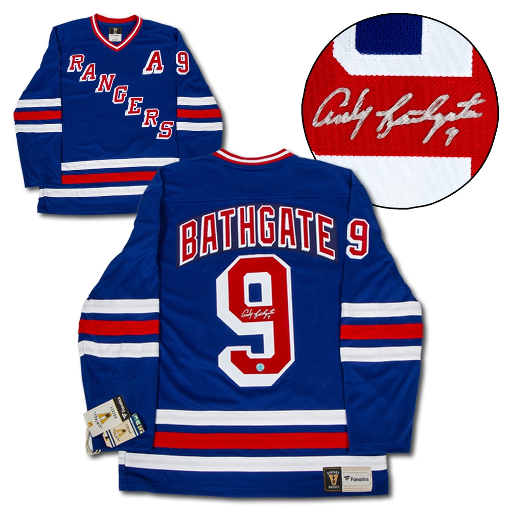 Andy Bathgate New York Rangers Signed Retro Fanatics Jersey