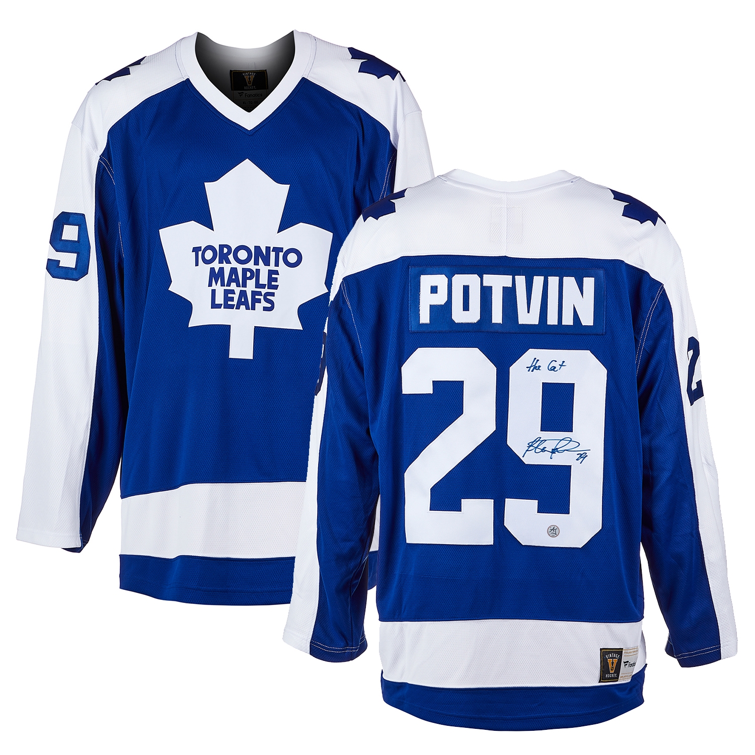 Felix Potvin Signed Toronto Maple Leafs Retro Fanatics Jersey with Cat Note