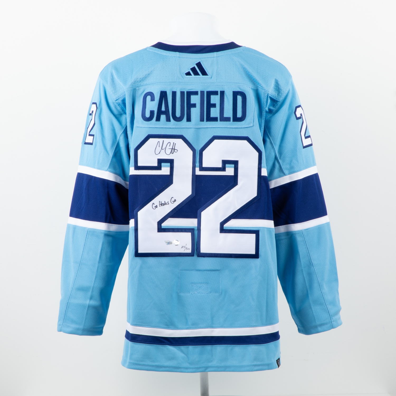 Cole Caufield Montreal Canadiens Signed & Inscribed Adidas Reverse Retro 2.0 Jersey #/50