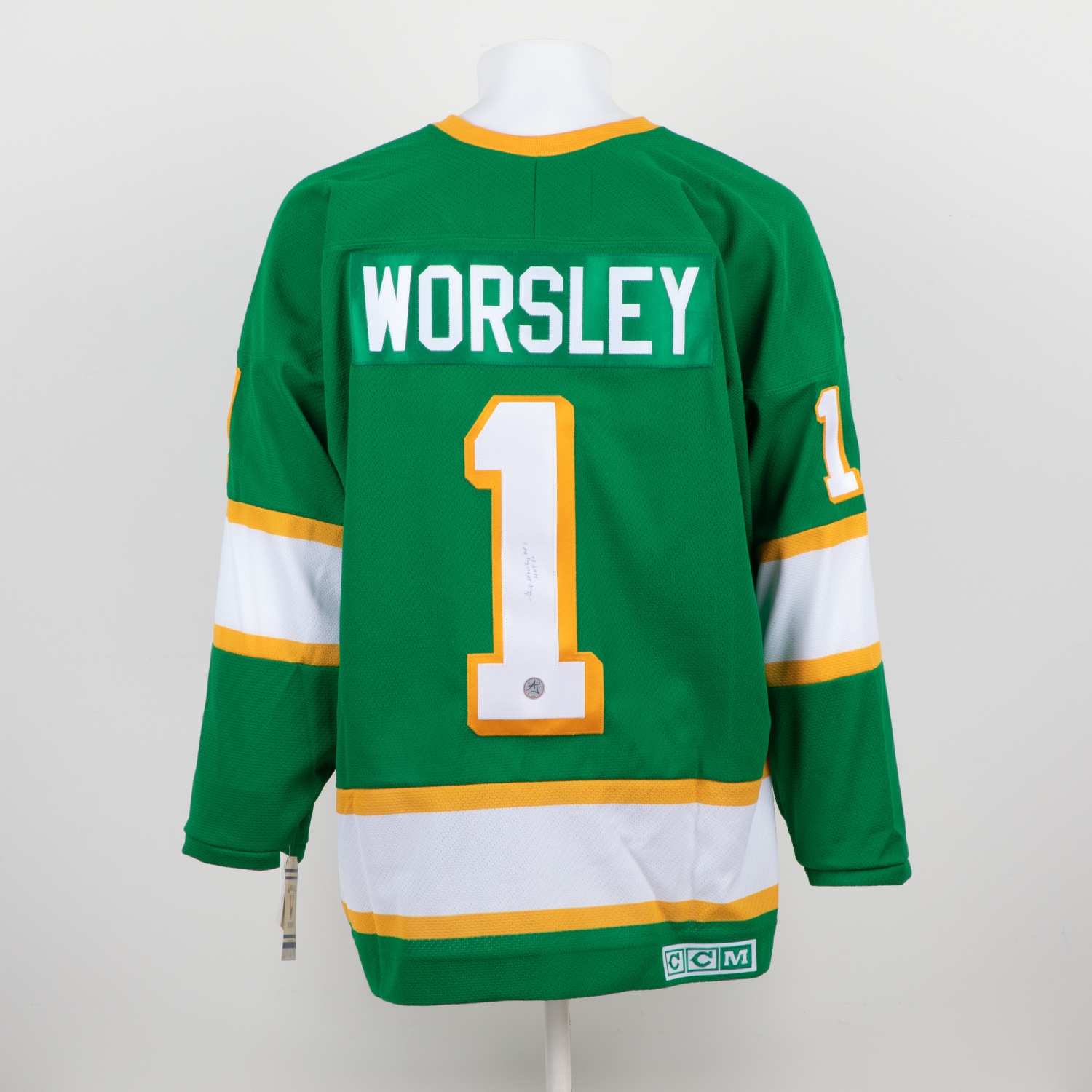 Gump Worsley Signed Minnesota North Stars Vintage CCM Jersey with HOF Note