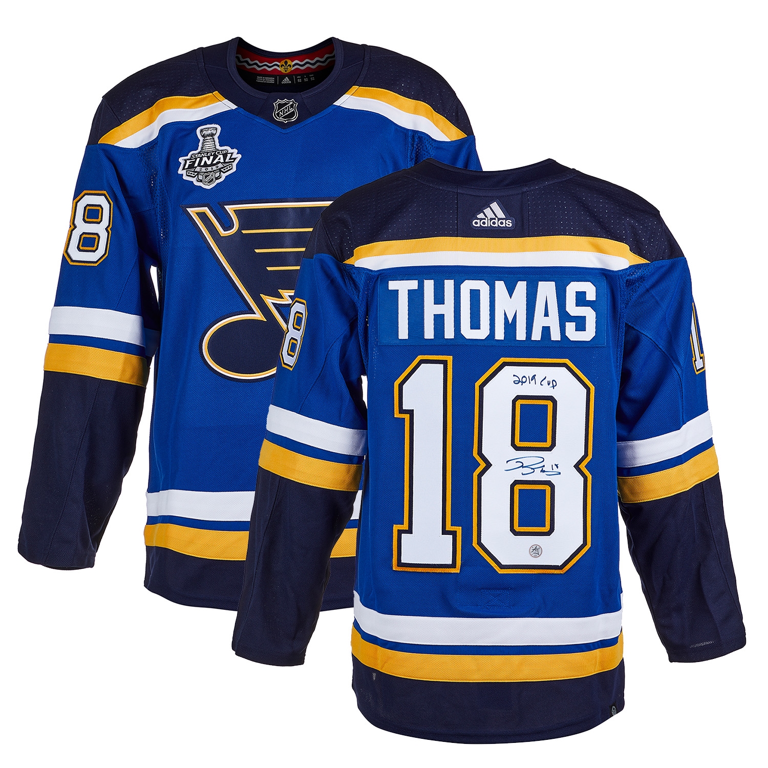 Robert Thomas Signed St Louis Blues 2019 Stanley Cup adidas Jersey