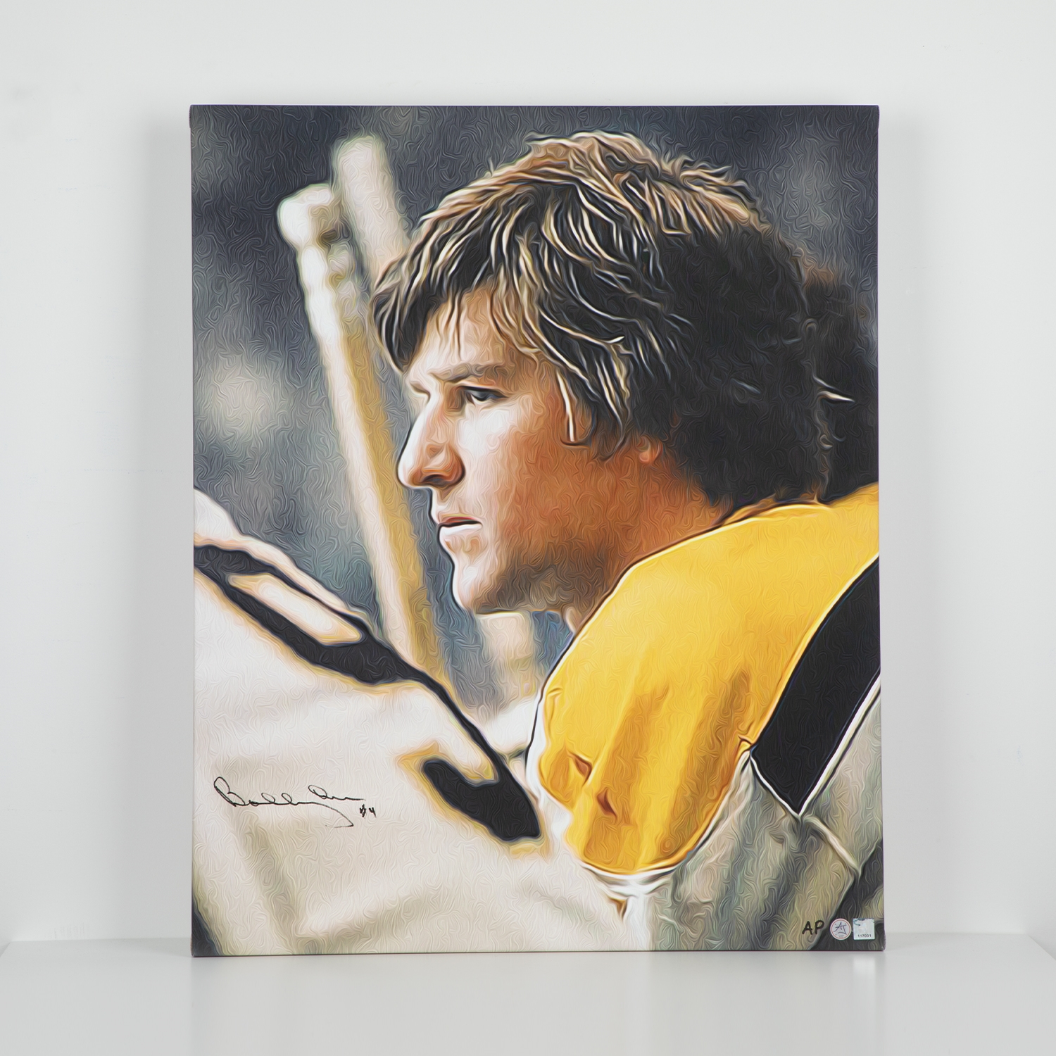 Bobby Orr Signed Boston Bruins 26x32 Bench Close-Up Art Canvas AP