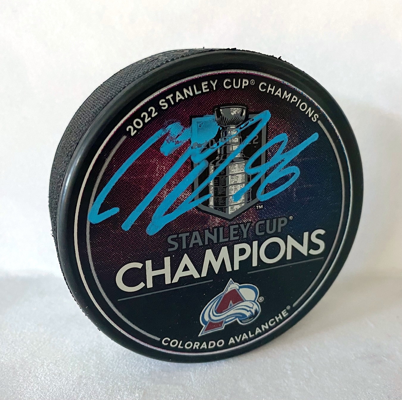 Mikko Rantanen Colorado Avalanche Signed 2022 Stanley Cup Champion Puck (Flawed)