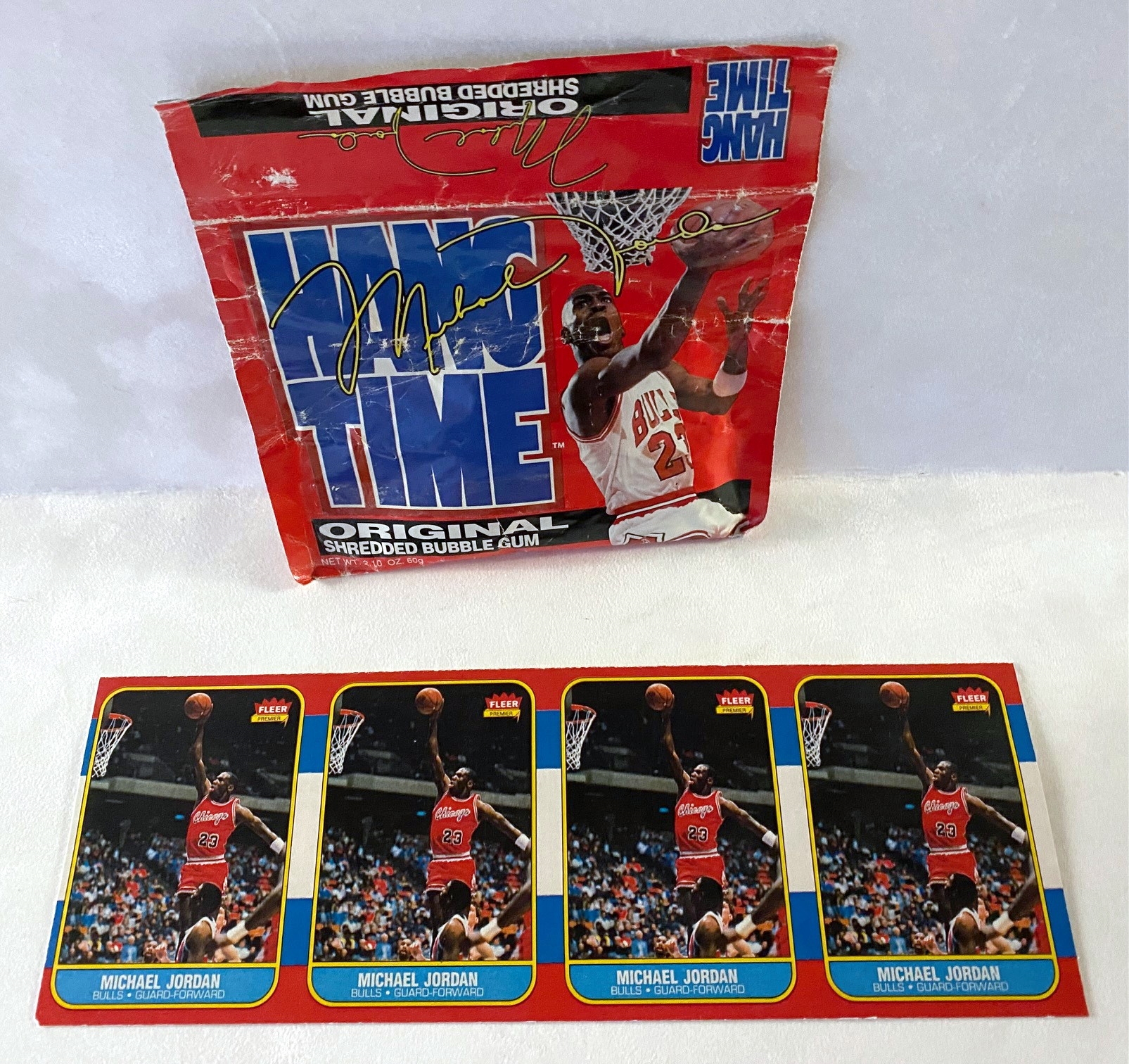 Michael Jordan Bulls 1986 Fleer Rookie Card Uncut Sheet Reprint & MJ Gum